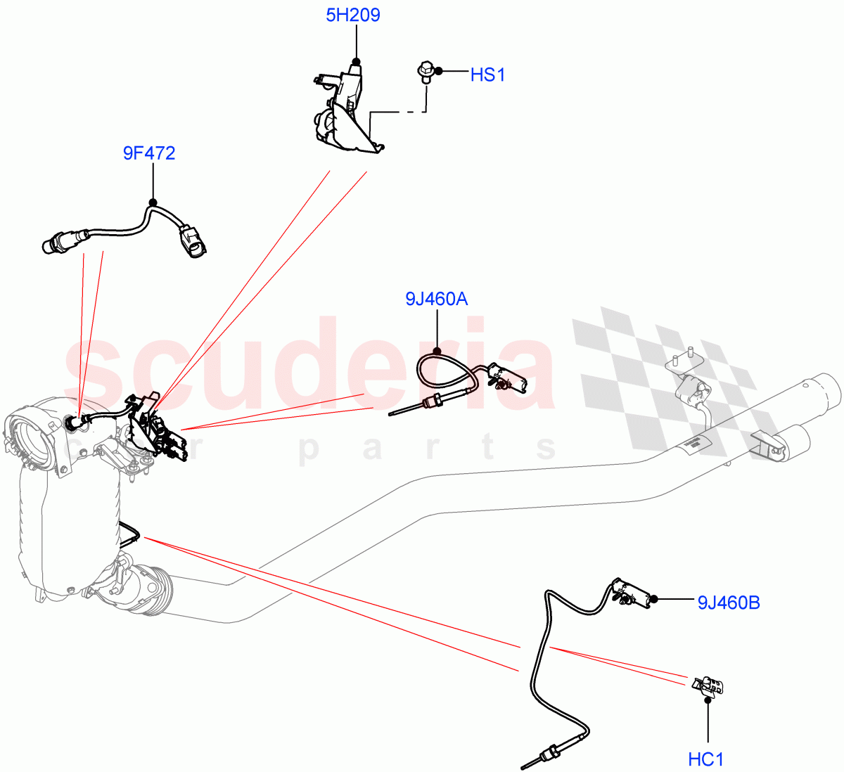 Exhaust Sensors And Modules(Nitra Plant Build)(2.0L I4 DSL HIGH DOHC AJ200,Stage V Plus DPF,Euro Stage 4 Emissions)((V)FROMK2000001) of Land Rover Land Rover Defender (2020+) [2.0 Turbo Diesel]