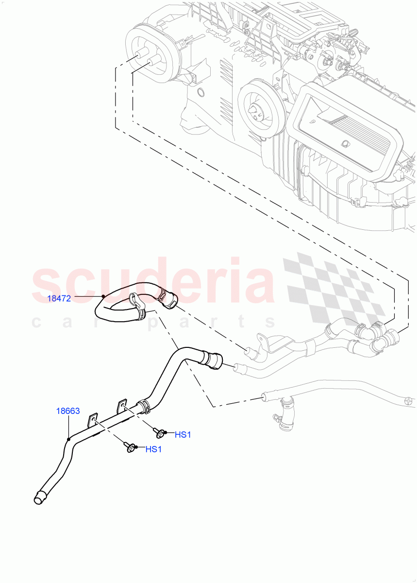 Heater Hoses (Solihull Plant Build) (3.0 V6 D Gen2 Mono Turbo, With Fresh Air Heater, Less Park Heating, 3.0 V6 D Low MT ROW, With Ptc Heater) ((V) FROMHA000001, (V) TOJA999999) of Land Rover Land Rover Discovery 5 (2017+) [3.0 DOHC GDI SC V6 Petrol]