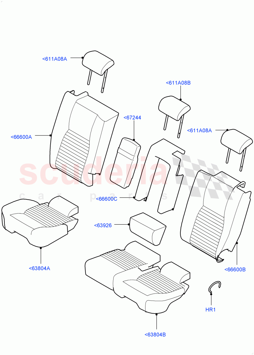 Rear Seat Covers(Leather/Suede,Itatiaia (Brazil),60/40 Load Through With Slide)((V)FROMGT000001) of Land Rover Land Rover Discovery Sport (2015+) [2.0 Turbo Petrol GTDI]