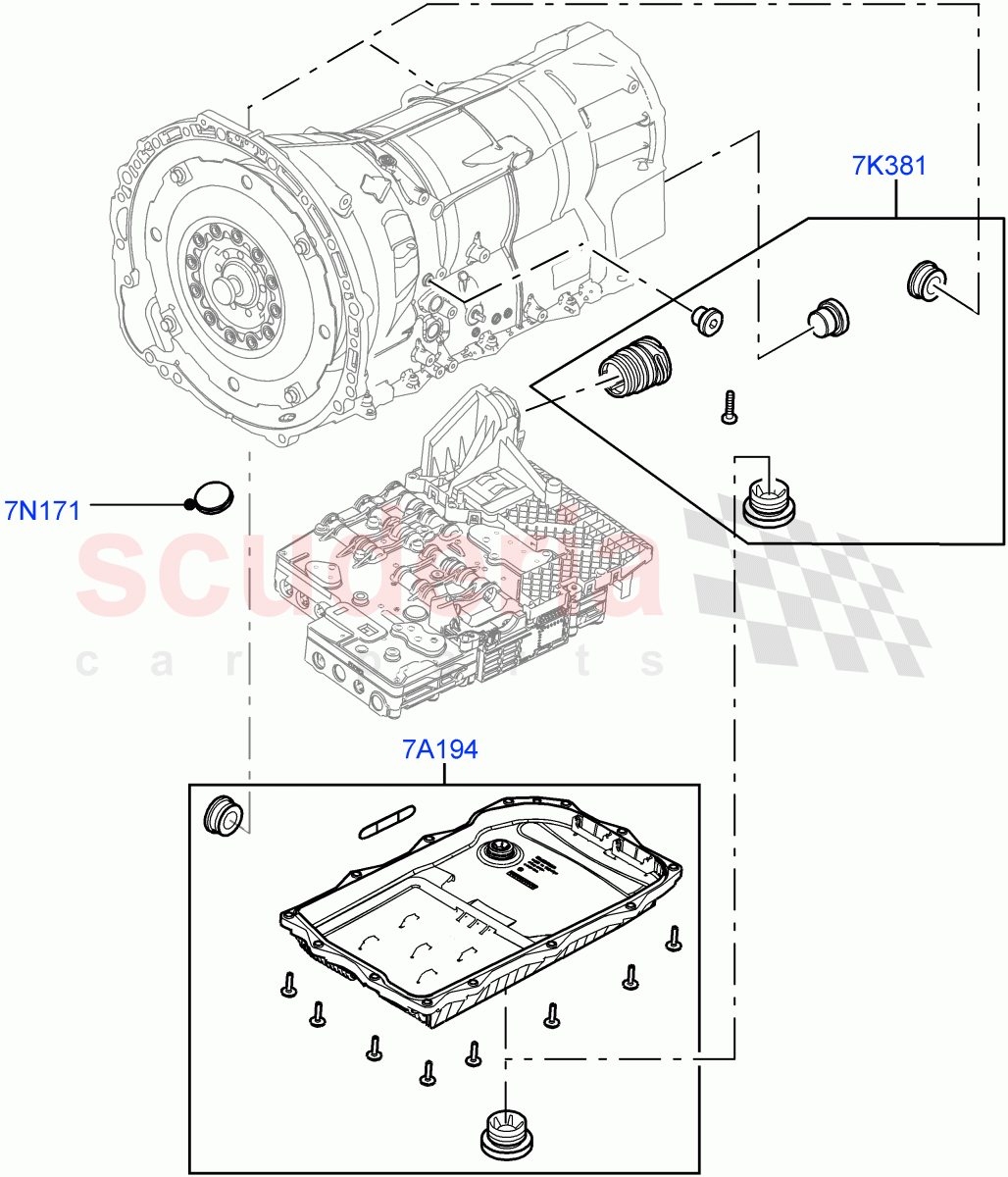Transmission External Components (3.0L DOHC GDI SC V6 PETROL, 8 Speed Auto Trans ZF 8HP70 4WD, 3.0 V6 D Gen2 Twin Turbo) of Land Rover Land Rover Range Rover Velar (2017+) [2.0 Turbo Petrol AJ200P]