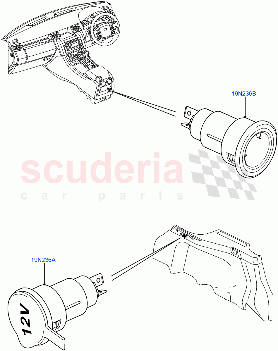 Auxiliary Electrical Power Points((V)TO9A999999) of Land Rover Land Rover Range Rover Sport (2005-2009) [2.7 Diesel V6]