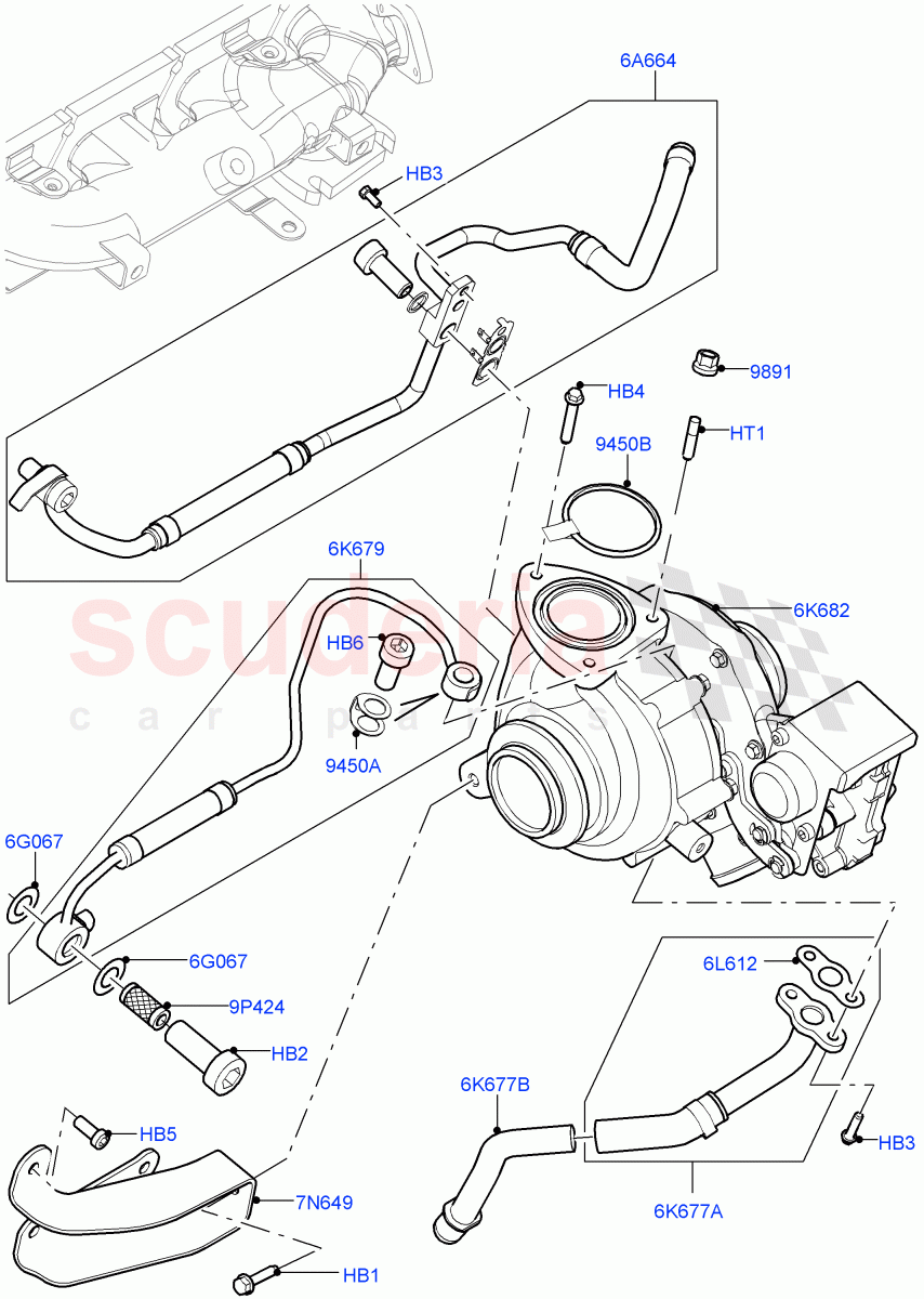 Turbocharger (2.2L CR DI 16V Diesel) ((V) FROMBH000001) of Land Rover Land Rover Range Rover Evoque (2012-2018) [2.2 Single Turbo Diesel]