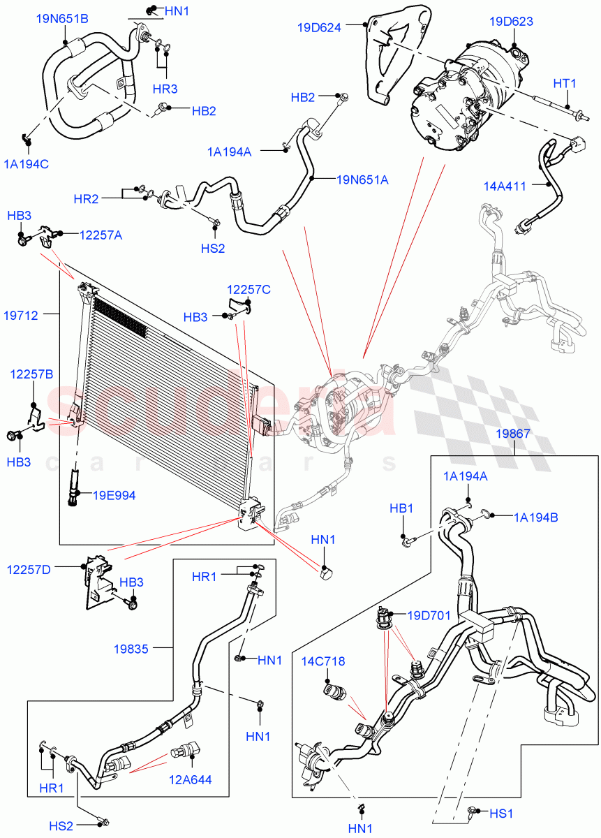 Air Conditioning Condensr/Compressr (Front) (2.0L AJ200P Hi PHEV) ((V) FROMMA000001) of Land Rover Land Rover Range Rover Velar (2017+) [3.0 DOHC GDI SC V6 Petrol]
