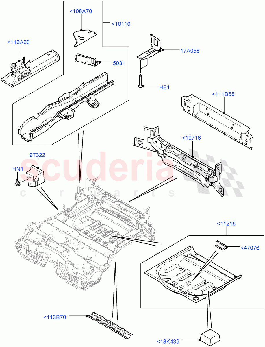Floor Pan - Centre And Rear (Itatiaia (Brazil)) ((V) FROMGT000001) of Land Rover Land Rover Range Rover Evoque (2012-2018) [2.0 Turbo Petrol AJ200P]