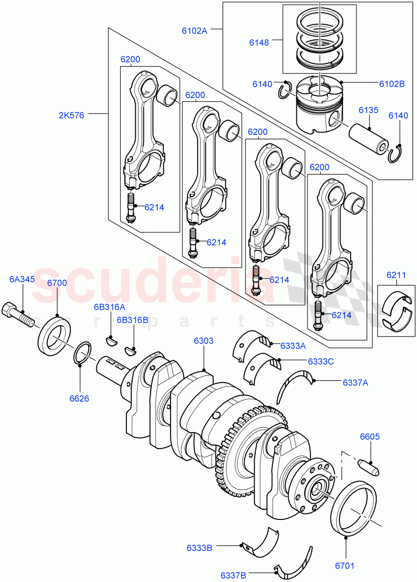 Crankshaft/Pistons And Bearings(2.2L CR DI 16V Diesel,2.2L DOHC EFI TC DW12) of Land Rover Land Rover Discovery Sport (2015+) [2.2 Single Turbo Diesel]