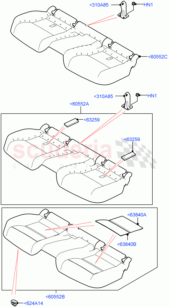 Rear Seat Base of Land Rover Land Rover Range Rover Velar (2017+) [5.0 OHC SGDI SC V8 Petrol]