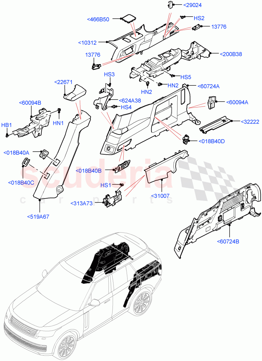 Side Trim(Luggage Compartment)(With Third Row Power Folding Seat) of Land Rover Land Rover Range Rover (2022+) [3.0 I6 Turbo Petrol AJ20P6]