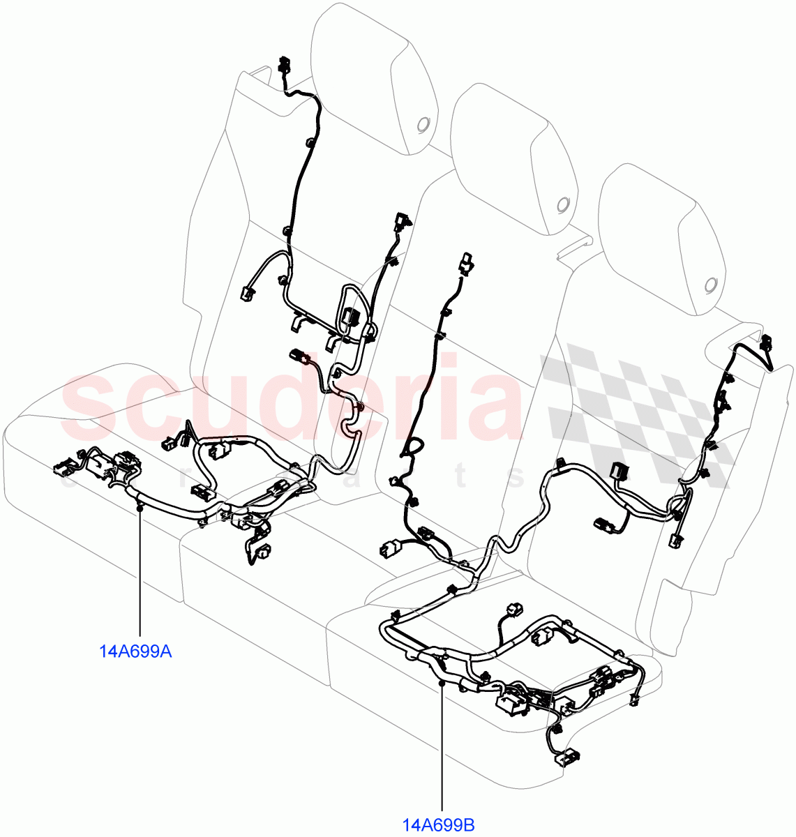 Wiring - Seats(2nd Row, Nitra Plant Build, Rear Seats)((V)FROMK2000001) of Land Rover Land Rover Discovery 5 (2017+) [2.0 Turbo Diesel]