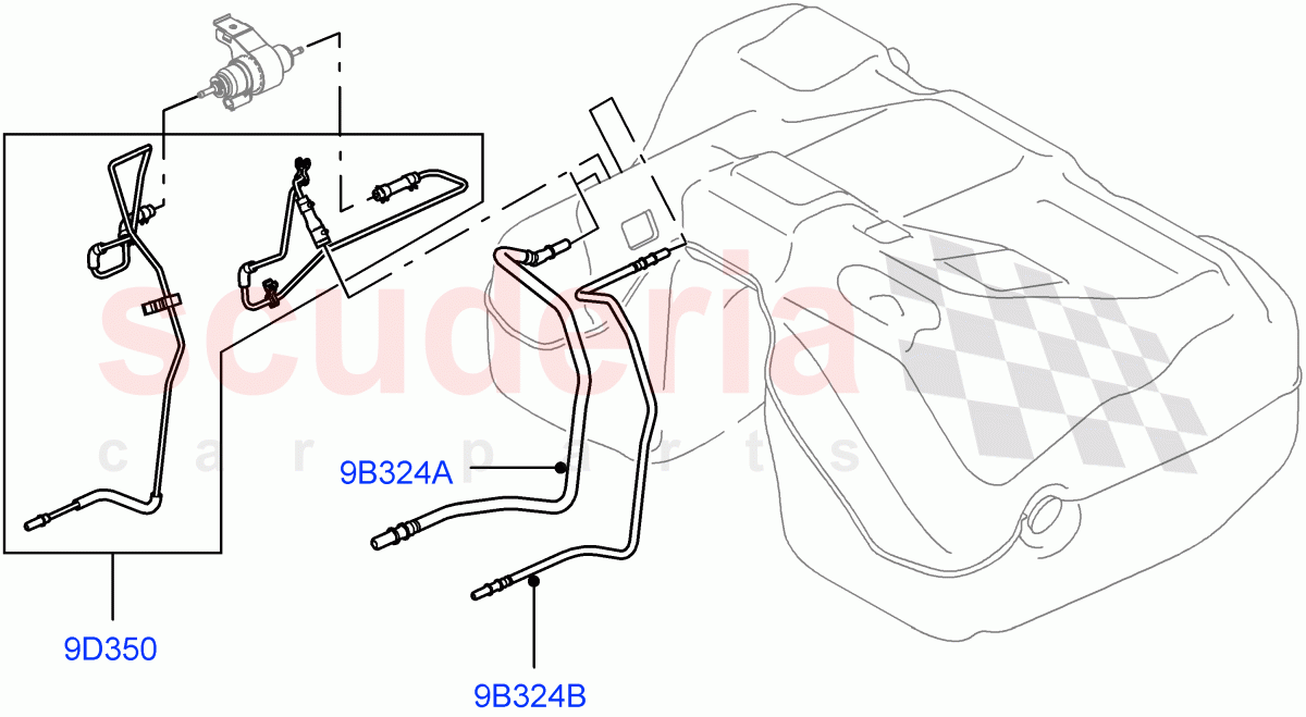 Fuel Lines(Rear)(2.0L I4 DSL MID DOHC AJ200,Itatiaia (Brazil),2.0L I4 DSL HIGH DOHC AJ200)((V)FROMGT000001) of Land Rover Land Rover Range Rover Evoque (2012-2018) [2.0 Turbo Diesel]