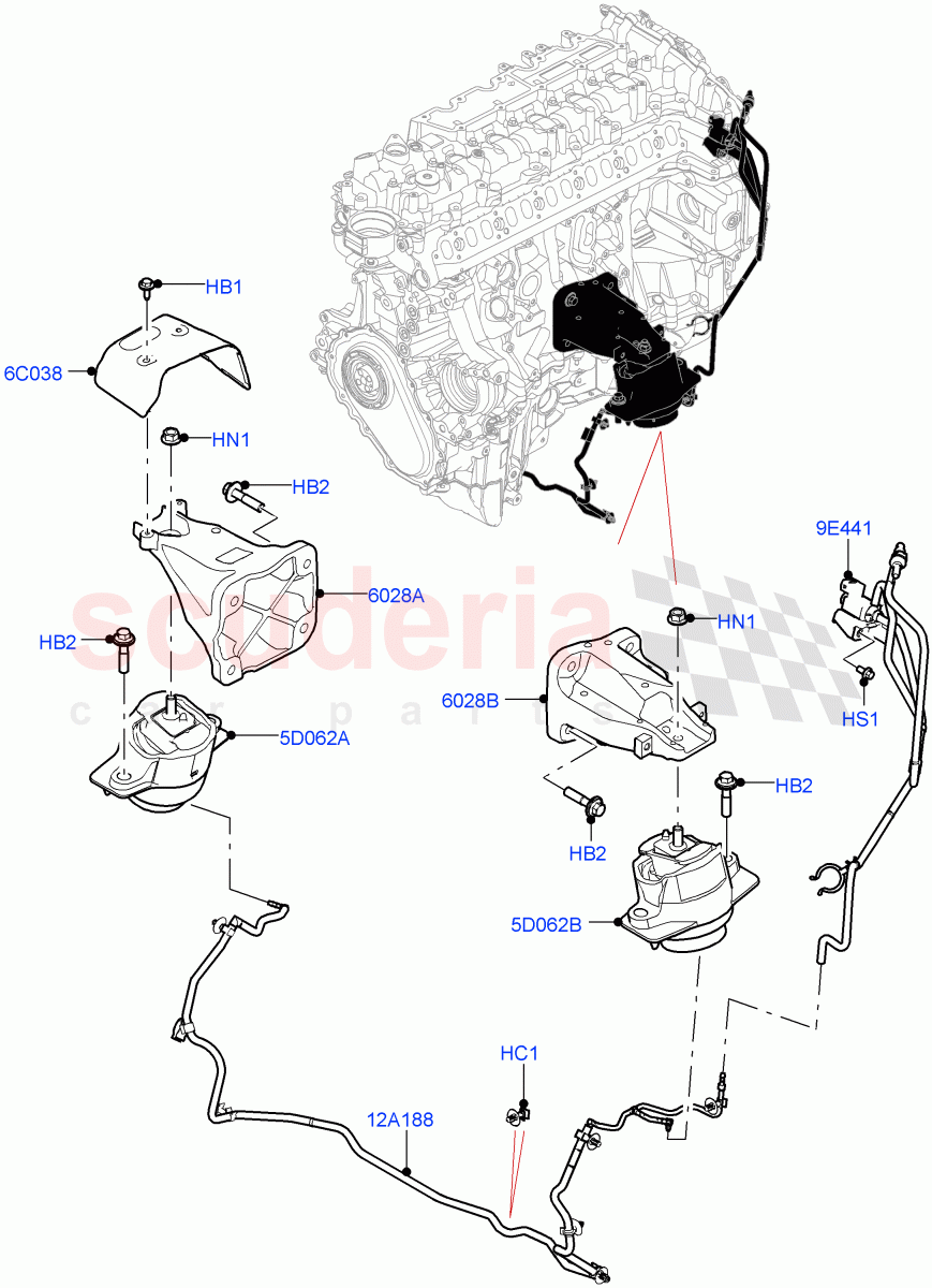 Engine Mounting(3.0L AJ20D6 Diesel High)((V)FROMMA000001) of Land Rover Land Rover Range Rover Velar (2017+) [3.0 I6 Turbo Petrol AJ20P6]