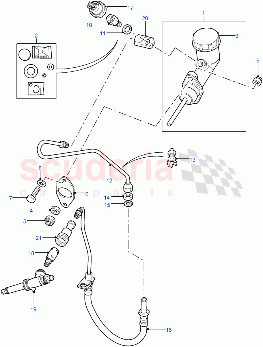 Clutch Master Cylinder & Pipes ((V) FROM7A000001) of Land Rover Land Rover Defender (2007-2016)