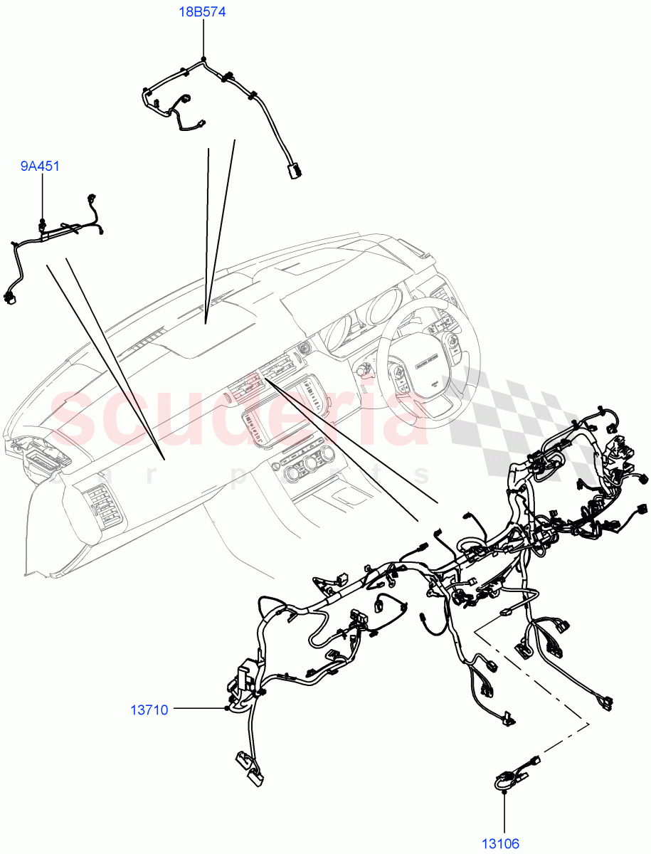 Electrical Wiring - Engine And Dash(Facia)(3.0 V6 Diesel Electric Hybrid Eng)((V)FROMFA000001,(V)TOFA999999) of Land Rover Land Rover Range Rover Sport (2014+) [3.0 I6 Turbo Diesel AJ20D6]