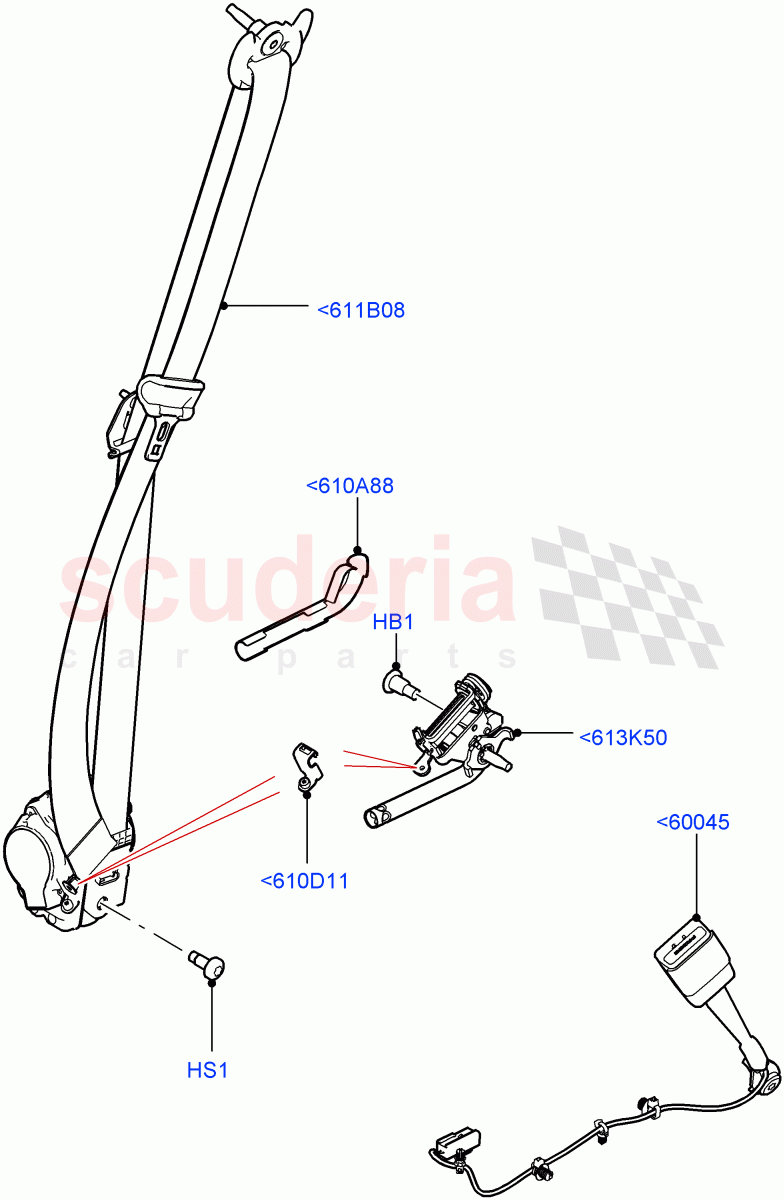 Front Seat Belts (Solihull Plant Build) ((V) FROMHA000001) of Land Rover Land Rover Discovery 5 (2017+) [2.0 Turbo Petrol AJ200P]