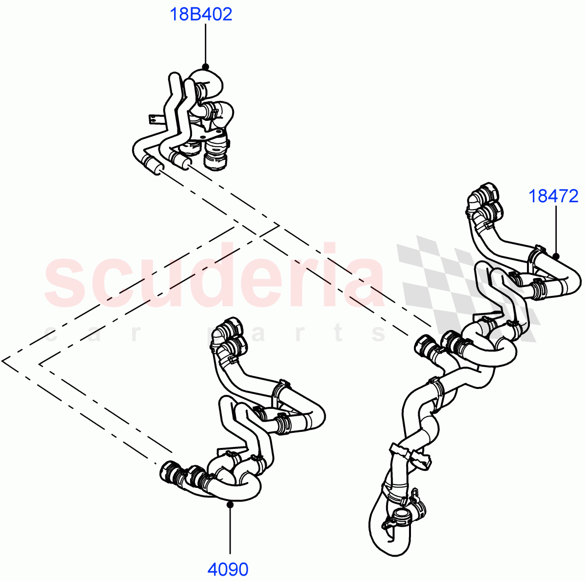 Heater Hoses(3.6L V8 32V DOHC EFi Diesel Lion)((V)FROMAA000001) of Land Rover Land Rover Range Rover Sport (2010-2013) [3.0 Diesel 24V DOHC TC]