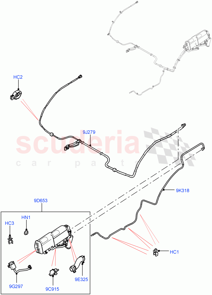 Fuel Lines(Rear)(3.0L DOHC GDI SC V6 PETROL,EU2,Fuel Tank Filler Neck - DMTL,SULEV Requirements)((V)FROMFA000001,(V)TOJA999999) of Land Rover Land Rover Range Rover Sport (2014+) [3.0 DOHC GDI SC V6 Petrol]