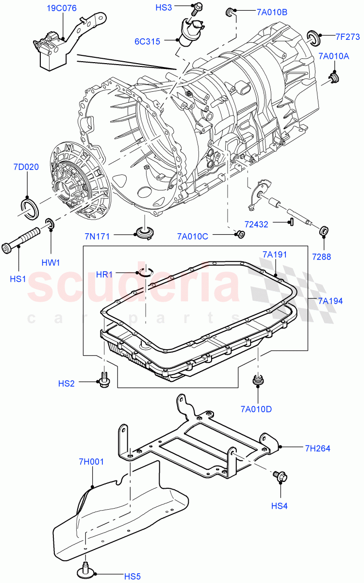 Transmission External Components (Cologne V6 4.0 EFI (SOHC), 6 Speed Auto ZF 6HP26 Steptronic, Lion Diesel 2.7 V6 (140KW), 3.6L V8 32V DOHC EFi Diesel Lion) ((V) FROMAA000001) of Land Rover Land Rover Discovery 4 (2010-2016) [3.0 Diesel 24V DOHC TC]