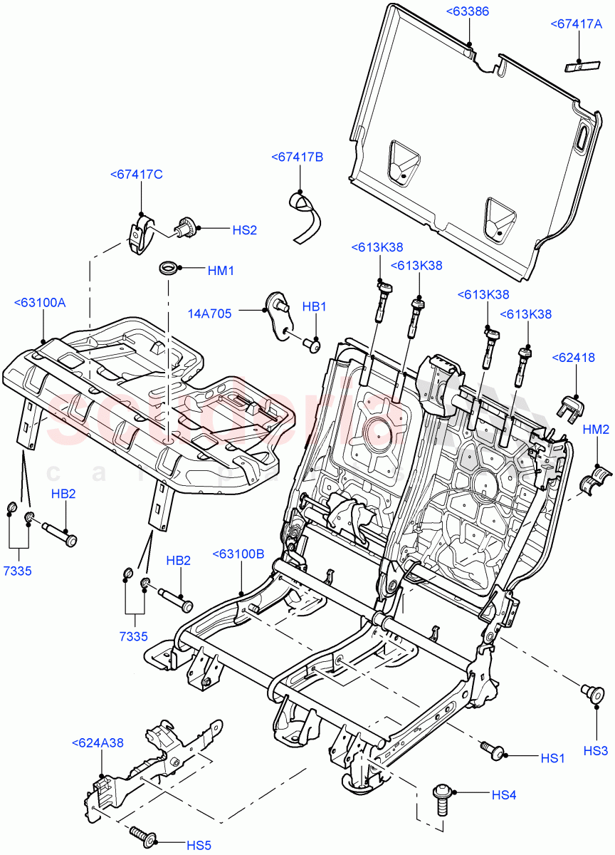 Rear Seat Frame(With 65/35 Split Fold Rear Seat)((V)FROMAA000001) of Land Rover Land Rover Discovery 4 (2010-2016) [2.7 Diesel V6]