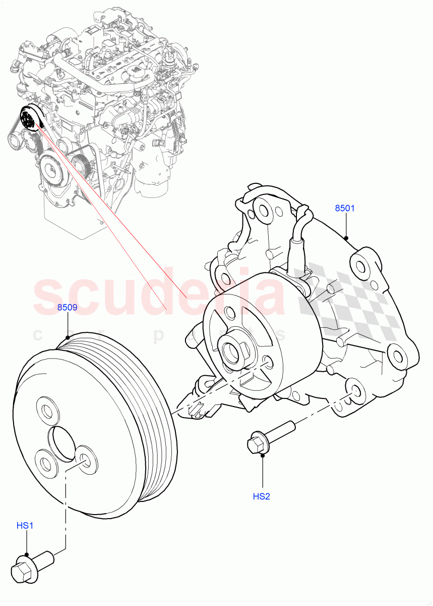 Water Pump (Solihull Plant Build) (2.0L I4 High DOHC AJ200 Petrol, 2.0L AJ200P Hi PHEV, 2.0L I4 Mid DOHC AJ200 Petrol) ((V) FROMHA000001) of Land Rover Land Rover Range Rover (2012-2021) [2.0 Turbo Petrol AJ200P]