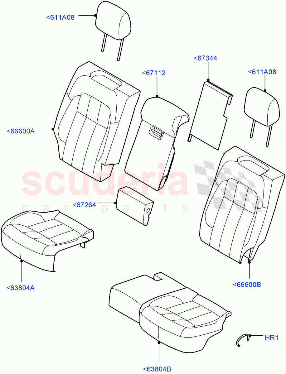 Rear Seat Covers(Leather/Suede)((V)FROMKA000001) of Land Rover Land Rover Range Rover Sport (2014+) [4.4 DOHC Diesel V8 DITC]