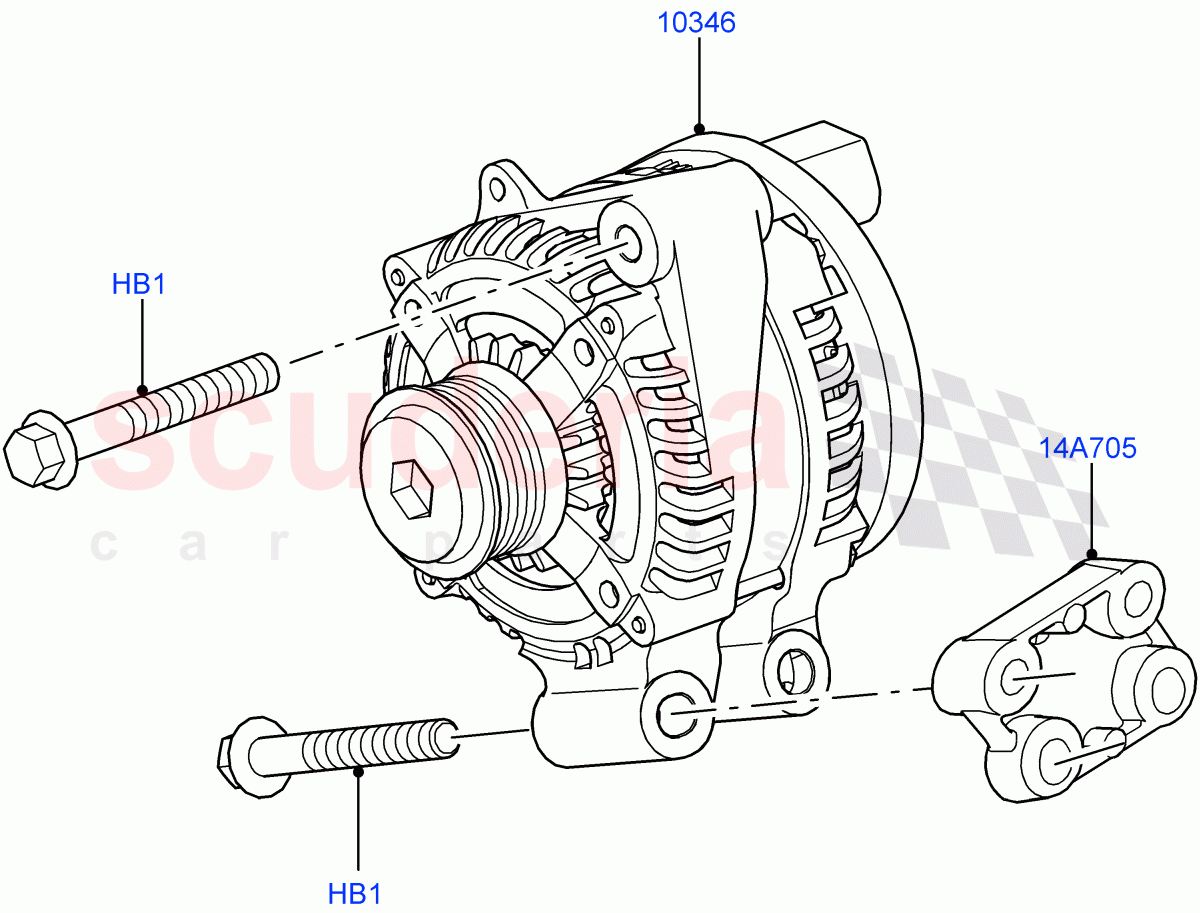 Alternator And Mountings (5.0 Petrol AJ133 DOHC CDA) ((V) FROMM2065457) of Land Rover Land Rover Defender (2020+) [3.0 I6 Turbo Diesel AJ20D6]