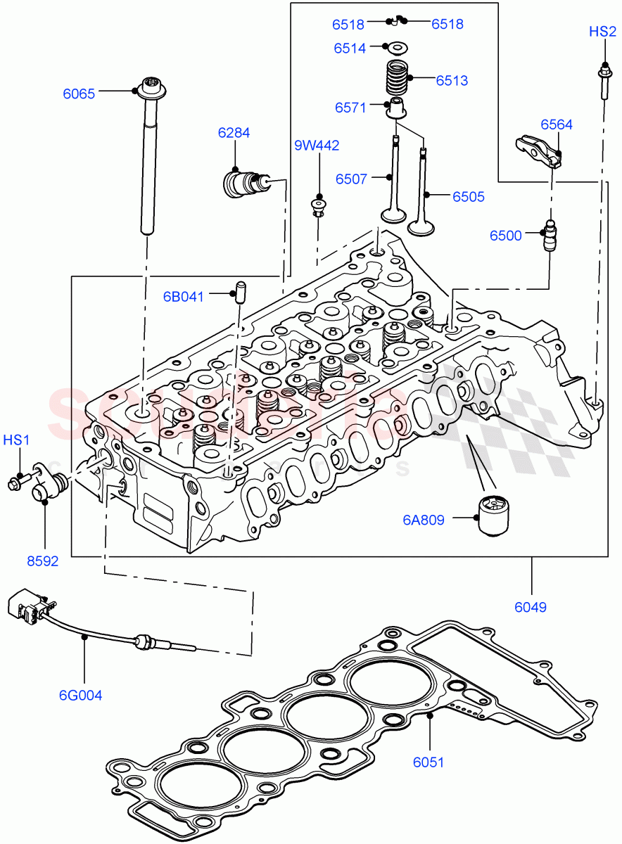 Cylinder Head (Solihull Plant Build) (2.0L I4 DSL HIGH DOHC AJ200, 2.0L I4 DSL MID DOHC AJ200) ((V) FROMHA000001) of Land Rover Land Rover Range Rover Velar (2017+) [2.0 Turbo Diesel]