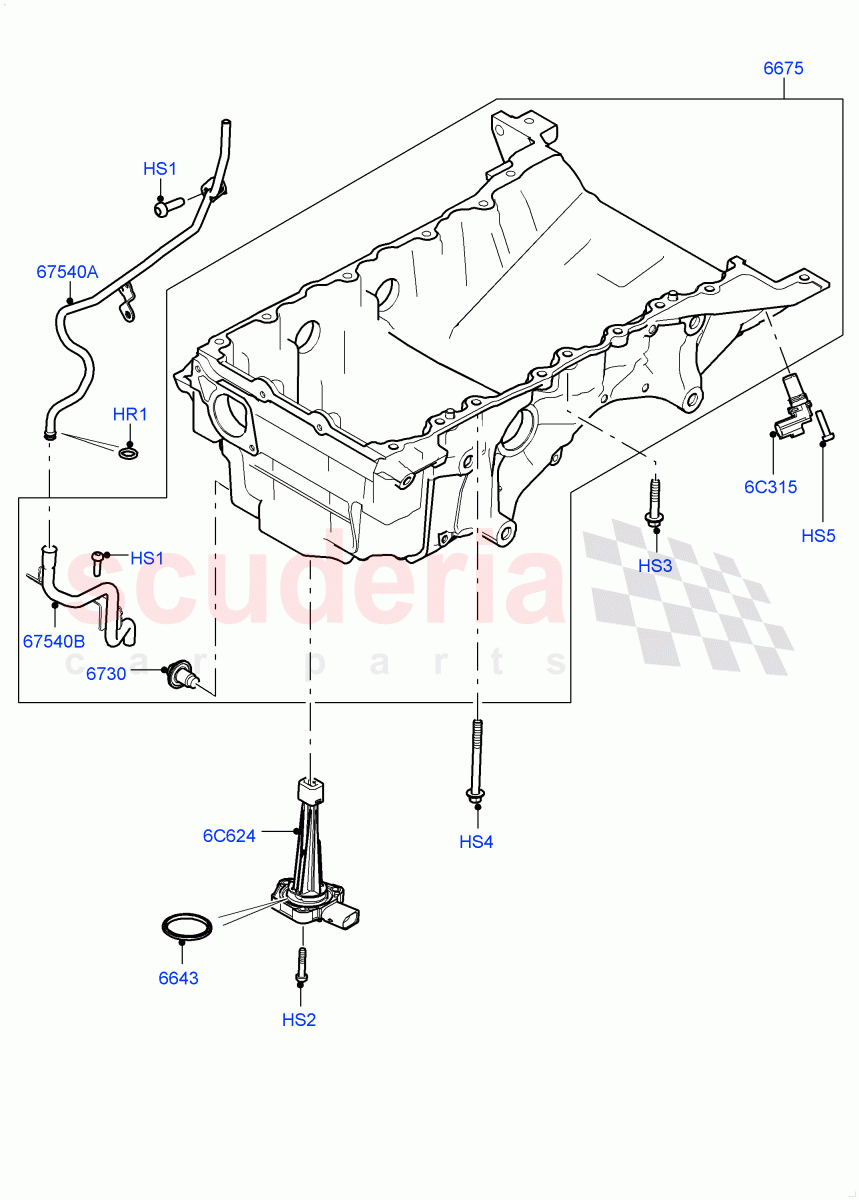 Oil Pan/Oil Level Indicator(3.0L DOHC GDI SC V6 PETROL) of Land Rover Land Rover Range Rover Velar (2017+) [3.0 DOHC GDI SC V6 Petrol]