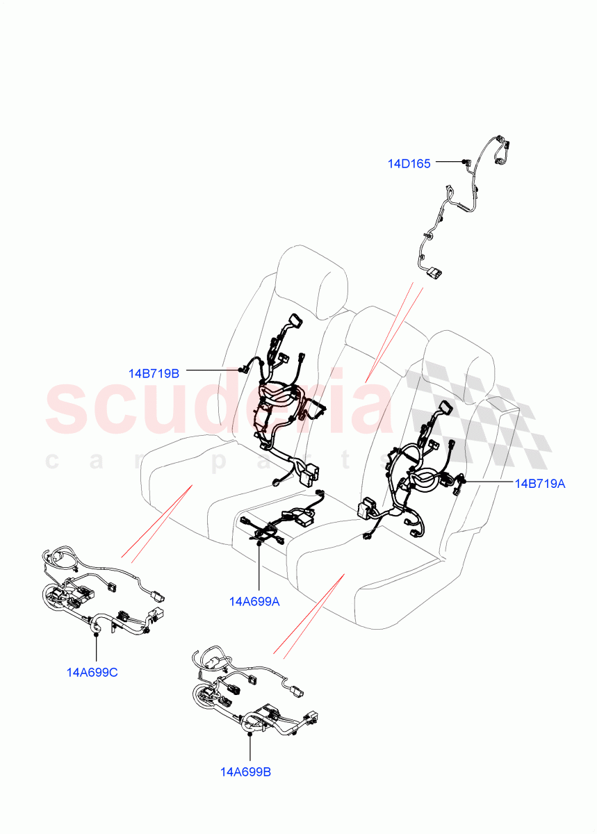 Wiring - Seats(Rear Seats)(40/20/40 Super Slouch Rear Seat)((V)FROMKA000001) of Land Rover Land Rover Range Rover (2012-2021) [5.0 OHC SGDI NA V8 Petrol]