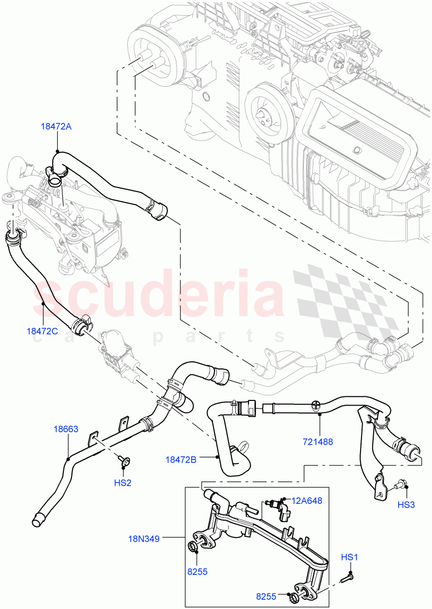 Heater Hoses(Front)(5.0L OHC SGDI NA V8 Petrol - AJ133,Park Heating With Remote Control,5.0L OHC SGDI SC V8 Petrol - AJ133)((V)TOHA999999) of Land Rover Land Rover Range Rover (2012-2021) [2.0 Turbo Petrol AJ200P]