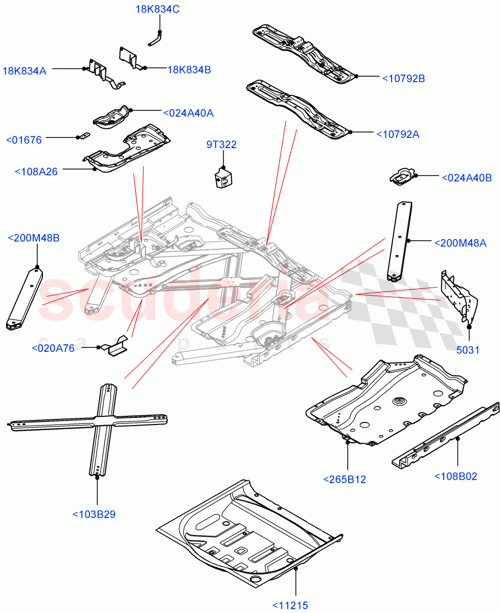 Floor Pan - Centre And Rear(2 Door Convertible,Halewood (UK))((V)FROMGH125984) of Land Rover Land Rover Range Rover Evoque (2012-2018) [2.2 Single Turbo Diesel]