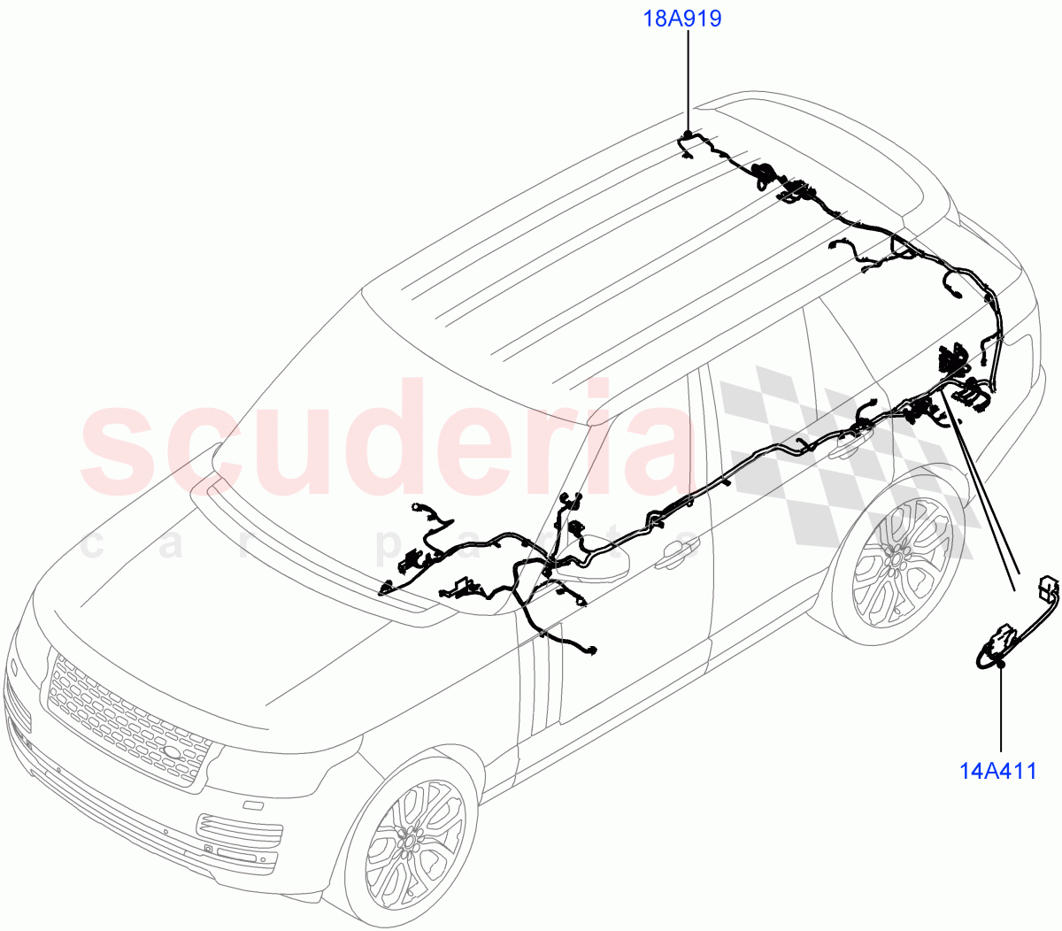 Electrical Wiring - Body And Rear (Audio/Navigation/Entertainment) ((V) TOGA999999) of Land Rover Land Rover Range Rover (2012-2021) [3.0 I6 Turbo Diesel AJ20D6]