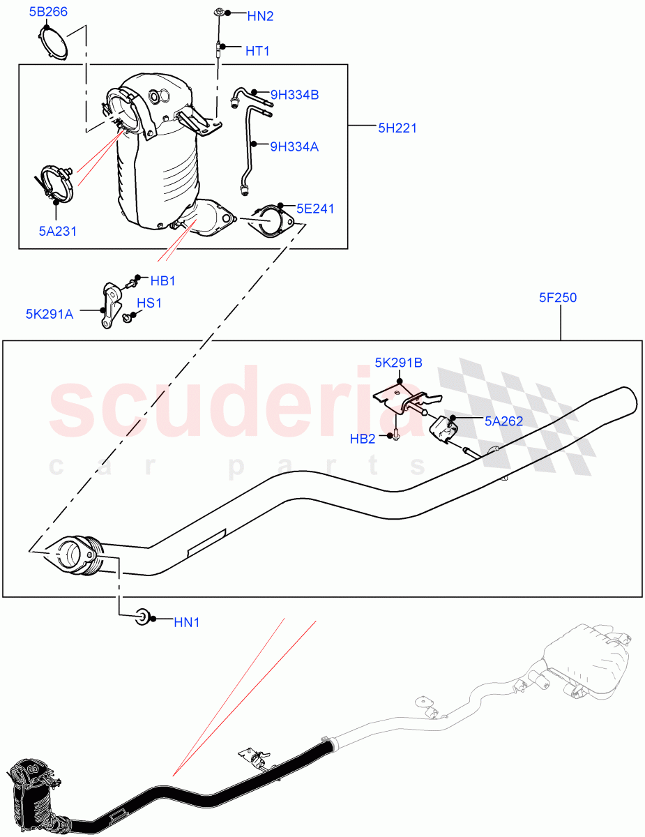 Front Exhaust System(2.0L I4 DSL MID DOHC AJ200,Stage V Plus DPF,2.0L I4 DSL HIGH DOHC AJ200,L6 Diesel Emissions,DPF + DE-SOX) of Land Rover Land Rover Range Rover Velar (2017+) [2.0 Turbo Diesel]