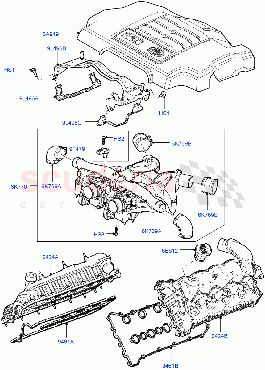 Inlet Manifold (3.6L V8 32V DOHC EFi Diesel Lion) ((V) FROM7A000001, (V) TO9A999999) of Land Rover Land Rover Range Rover Sport (2005-2009) [3.6 V8 32V DOHC EFI Diesel]