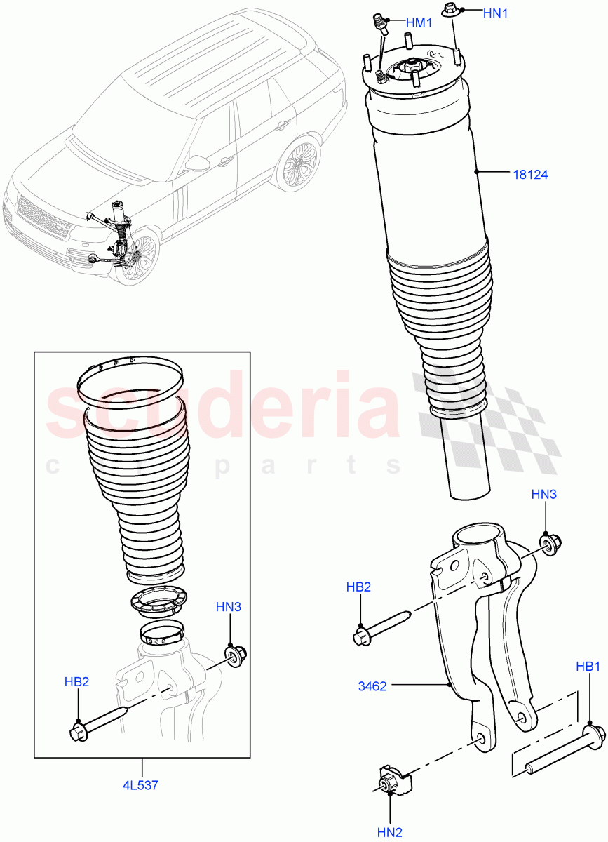 Front Suspension Struts And Springs of Land Rover Land Rover Range Rover (2012-2021) [5.0 OHC SGDI NA V8 Petrol]