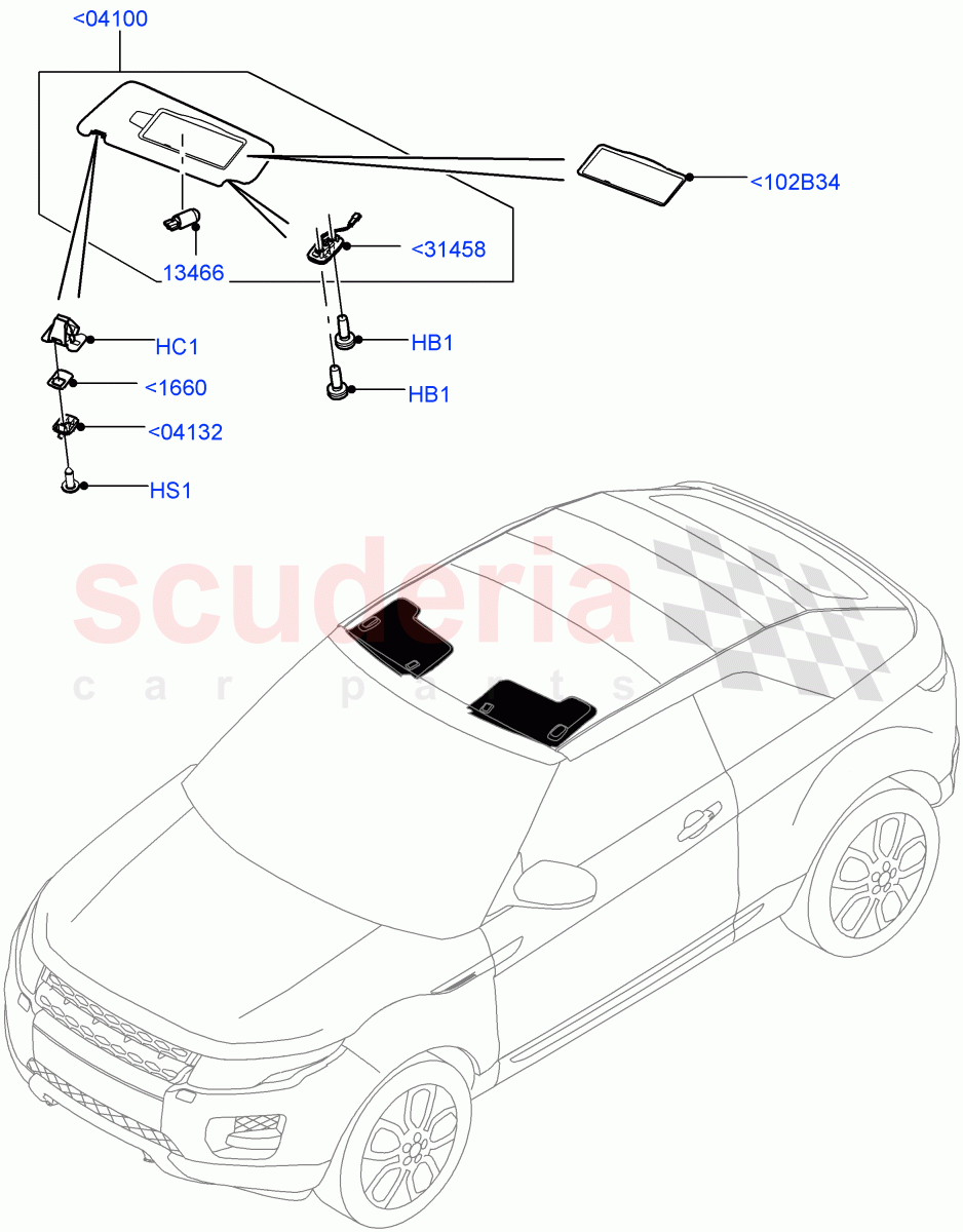 Headlining And Sun Visors(2 Door Convertible,Halewood (UK)) of Land Rover Land Rover Range Rover Evoque (2012-2018) [2.0 Turbo Petrol GTDI]