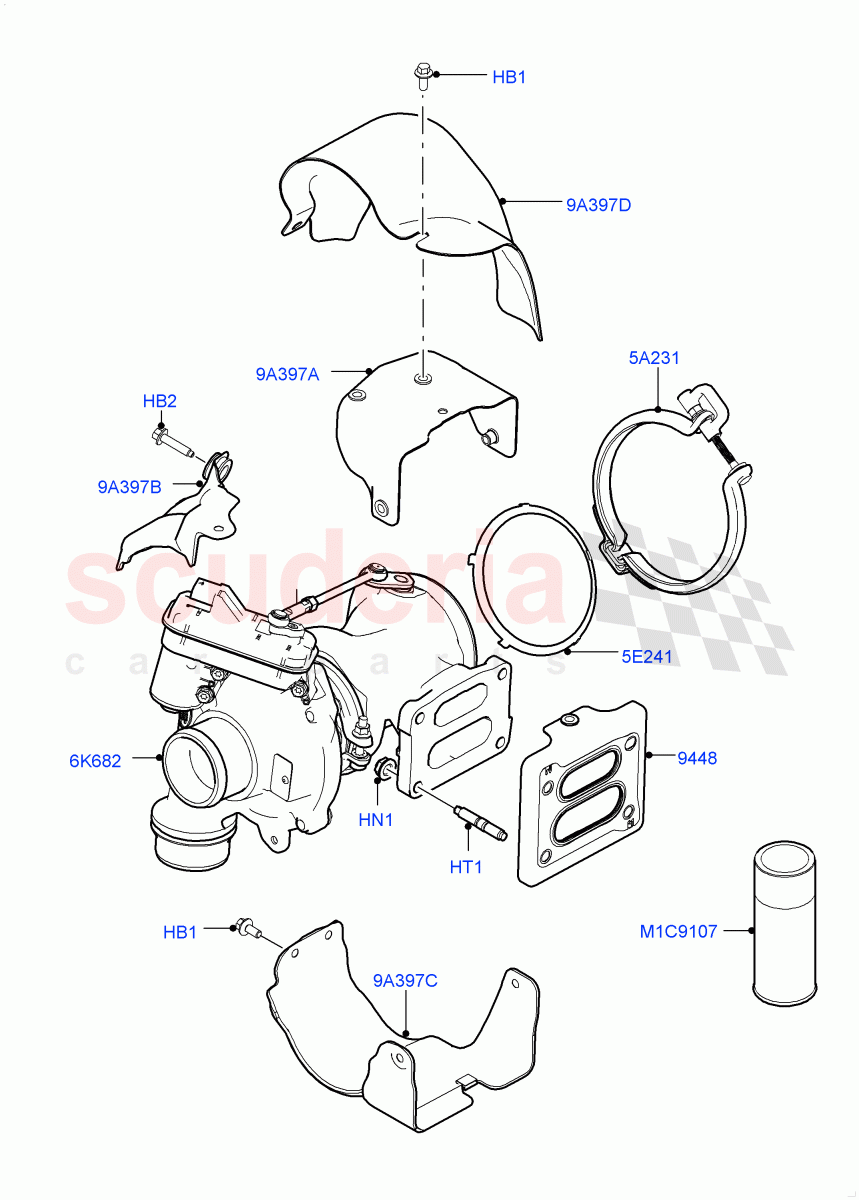 Turbocharger(Solihull Plant Build)(2.0L I4 High DOHC AJ200 Petrol,2.0L AJ200P Hi PHEV,2.0L I4 Mid DOHC AJ200 Petrol)((V)FROMHA000001) of Land Rover Land Rover Range Rover (2012-2021) [2.0 Turbo Petrol AJ200P]