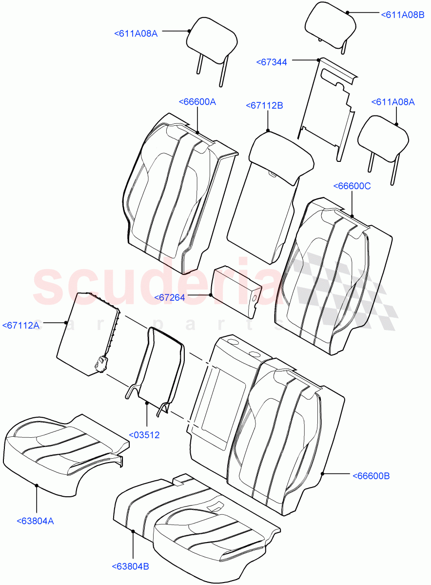 Rear Seat Covers(Leather Seat W/Alcantara Inserts)((V)TOHA999999) of Land Rover Land Rover Range Rover Sport (2014+) [2.0 Turbo Petrol GTDI]