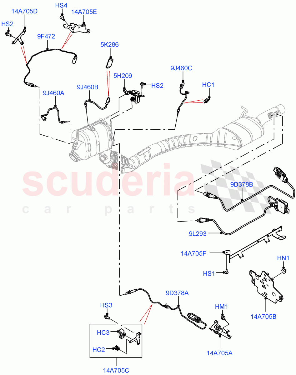 Exhaust Sensors And Modules(Nitra Plant Build)(3.0L AJ20D6 Diesel High,Short Wheelbase,J-WLTP Emission,ULEV 125 Emission,EU6D - Final (Diesel) Emission)((V)FROMM2000001) of Land Rover Land Rover Defender (2020+) [3.0 I6 Turbo Diesel AJ20D6]