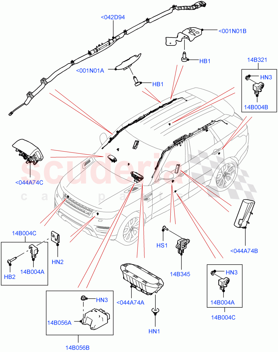 Airbag System (Airbag Modules) ((V) TOHA999999) of Land Rover Land Rover Range Rover Sport (2014+) [4.4 DOHC Diesel V8 DITC]