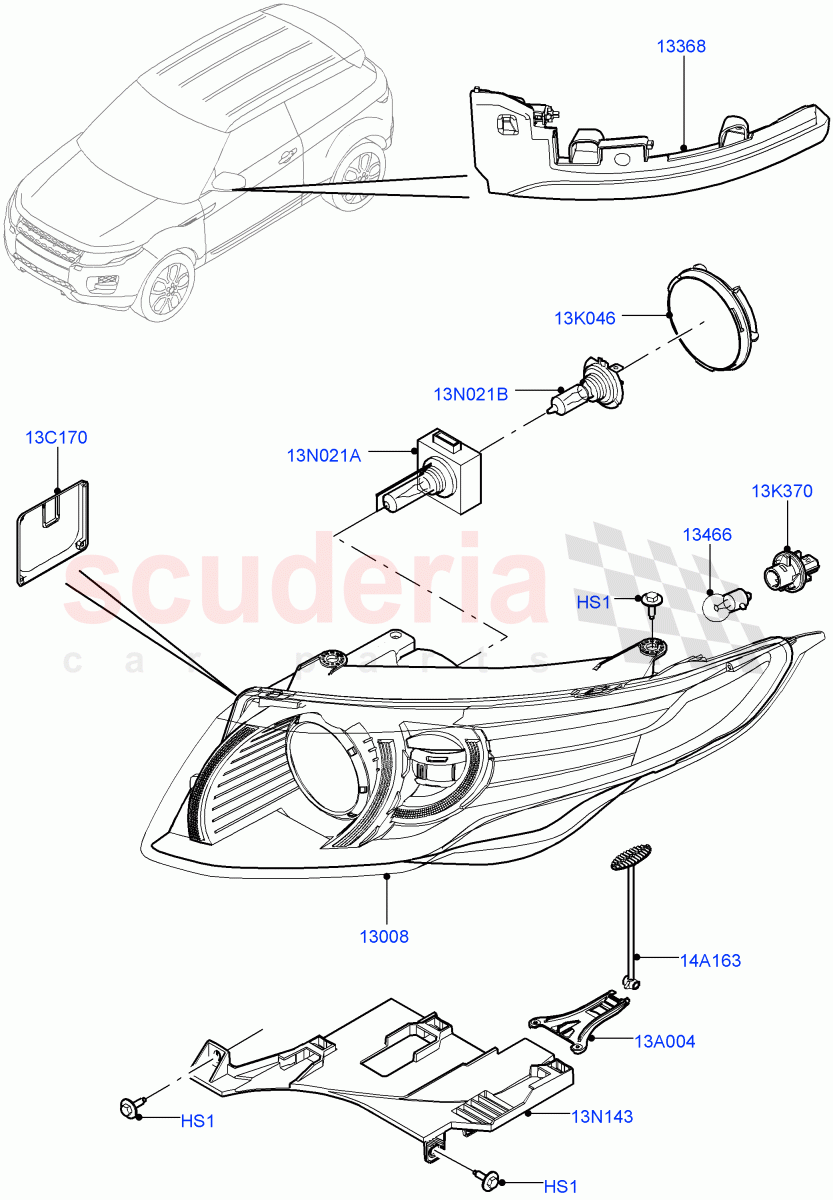 Headlamps And Front Flasher Lamps (Itatiaia (Brazil)) ((V) FROMGT000001) of Land Rover Land Rover Range Rover Evoque (2012-2018) [2.0 Turbo Petrol AJ200P]