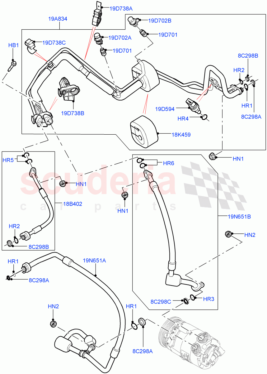 Air Conditioning System(2.0L 16V TIVCT T/C Gen2 Petrol,Halewood (UK),2.0L 16V TIVCT T/C 240PS Petrol) of Land Rover Land Rover Range Rover Evoque (2012-2018) [2.2 Single Turbo Diesel]