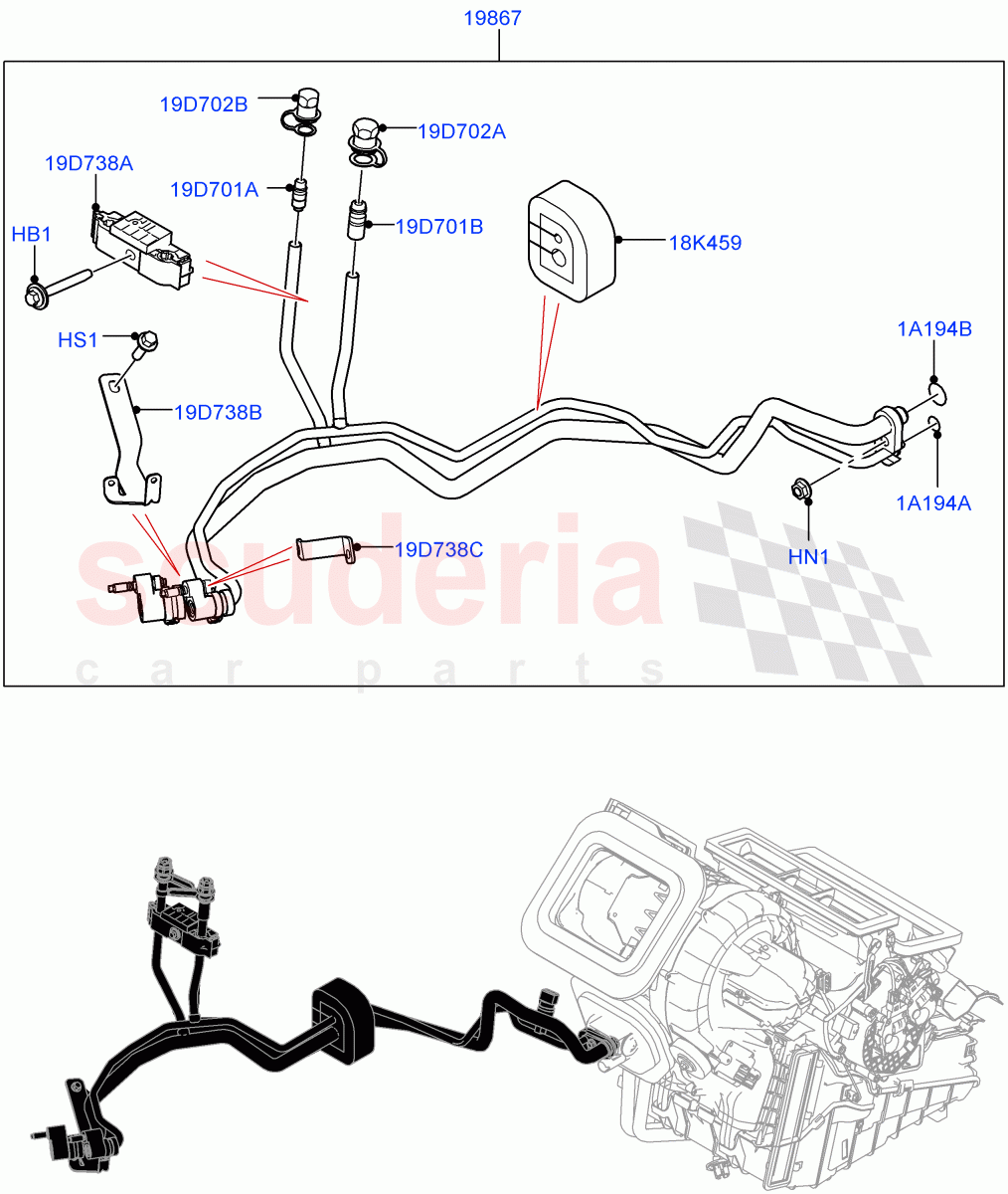 Air Conditioning System(Halewood (UK),Air Conditioning Refrigerant-R134A,Electric Engine Battery-PHEV)((V)FROMMH000001) of Land Rover Land Rover Discovery Sport (2015+) [2.0 Turbo Diesel AJ21D4]