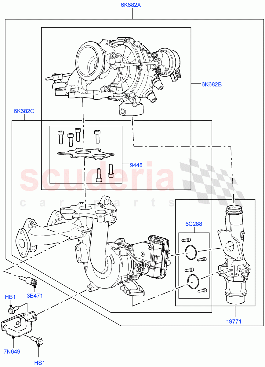 Turbocharger(Nitra Plant Build)(2.0L I4 DSL HIGH DOHC AJ200)((V)FROMK2000001) of Land Rover Land Rover Discovery 5 (2017+) [2.0 Turbo Diesel]