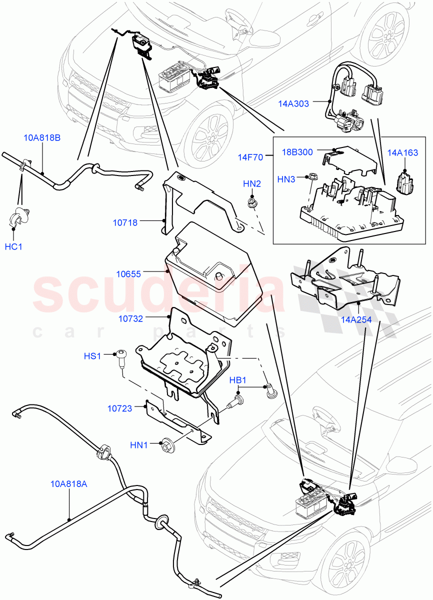 Battery And Mountings (Halewood (UK), Starter - Stop/Start System) ((V) FROMEH000001) of Land Rover Land Rover Range Rover Evoque (2012-2018) [2.2 Single Turbo Diesel]