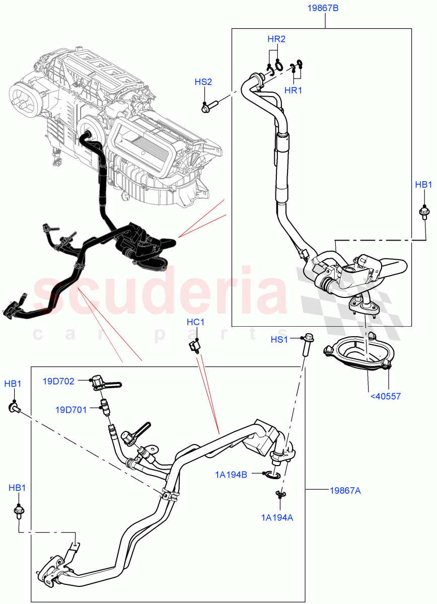 Air Conditioning System(2.0L I4 DSL HIGH DOHC AJ200,RHD,3 Zone Air Conditioning + Chiller,2.0L I4 High DOHC AJ200 Petrol,3.0L AJ20P6 Petrol High,3.0L AJ20D6 Diesel High,5.0 Petrol AJ133 DOHC CDA,Premium Air Conditioning-Front/Rear,3 Zone Air Con + Aux Unit) of Land Rover Land Rover Defender (2020+) [3.0 I6 Turbo Petrol AJ20P6]