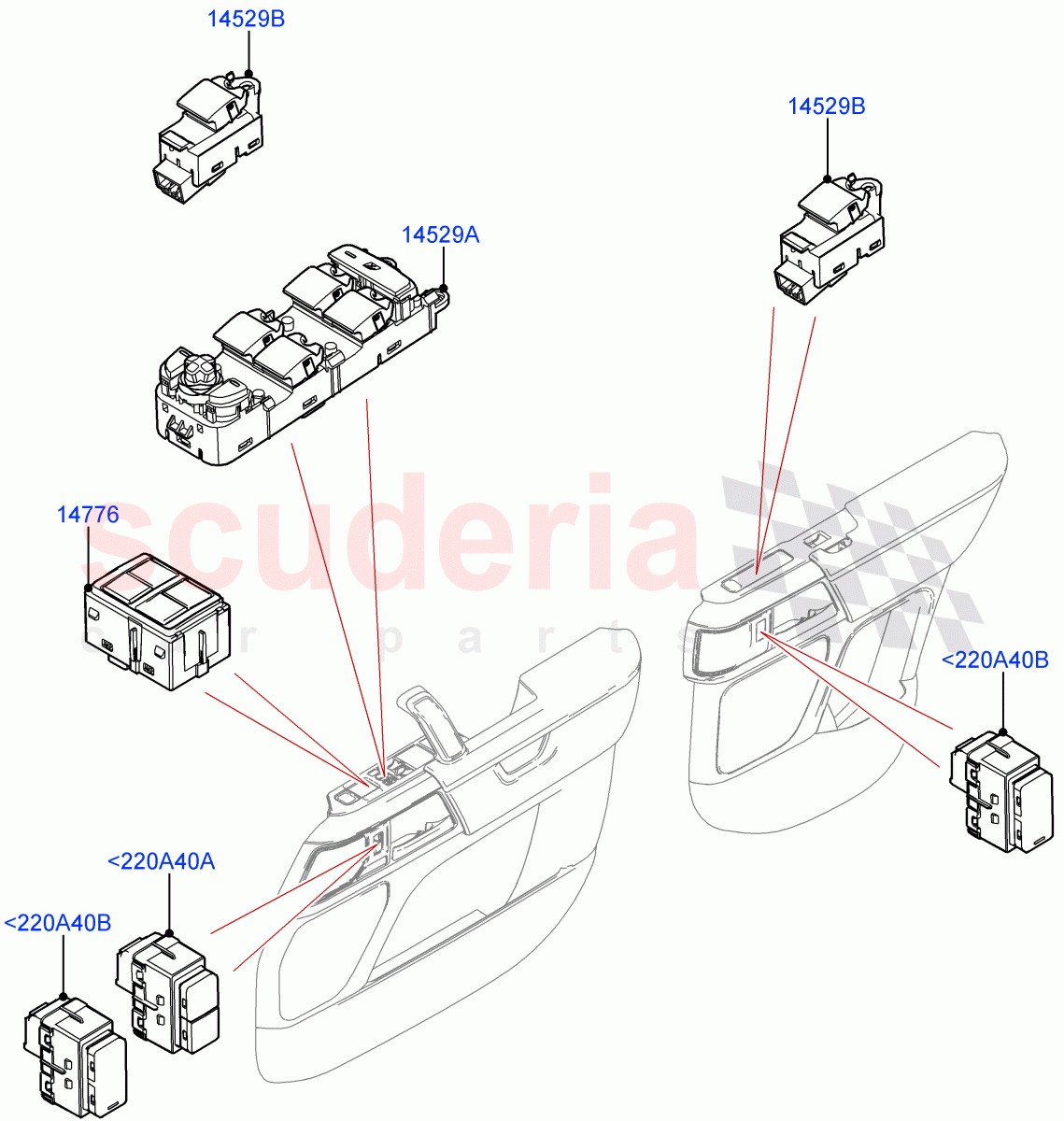 Switches(Door)(Standard Wheelbase,Long Wheelbase) of Land Rover Land Rover Defender (2020+) [3.0 I6 Turbo Petrol AJ20P6]