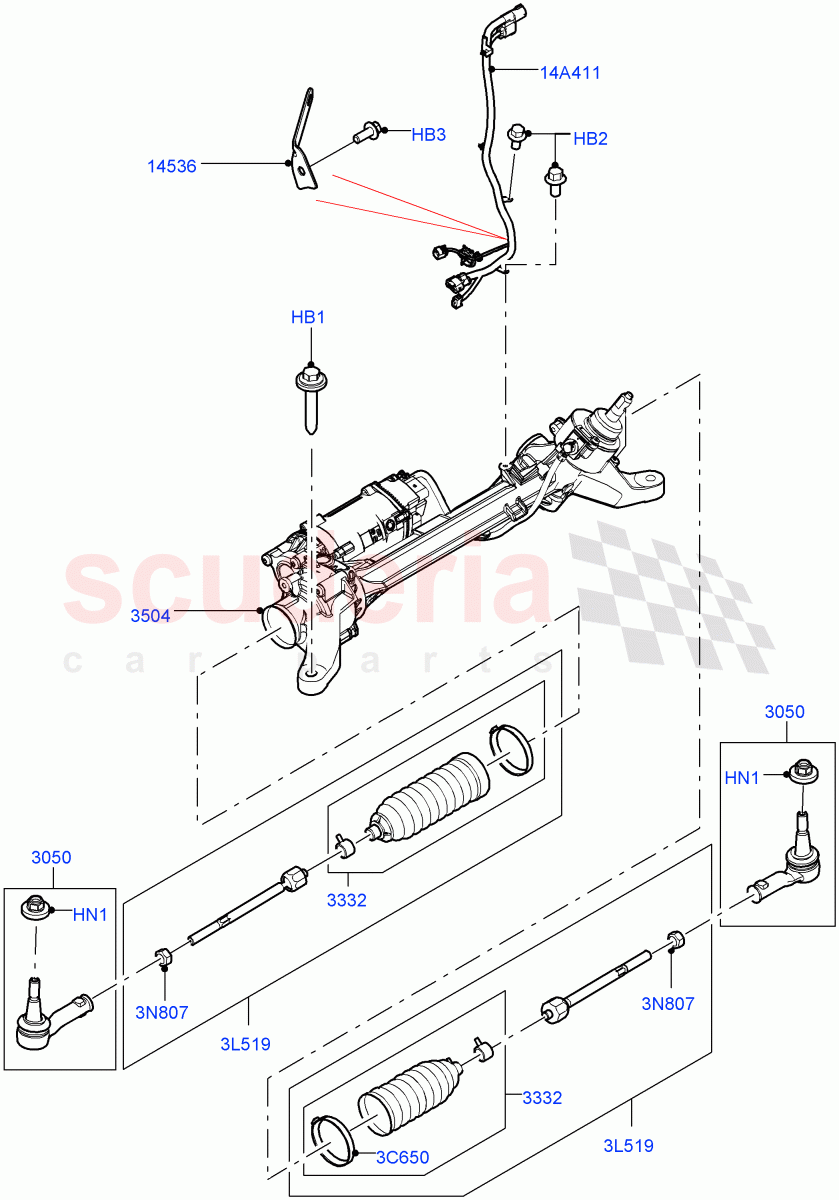 Steering Gear (Nitra Plant Build) ((V) FROMK2000001, (V) TOL2999999) of Land Rover Land Rover Discovery 5 (2017+) [3.0 Diesel 24V DOHC TC]