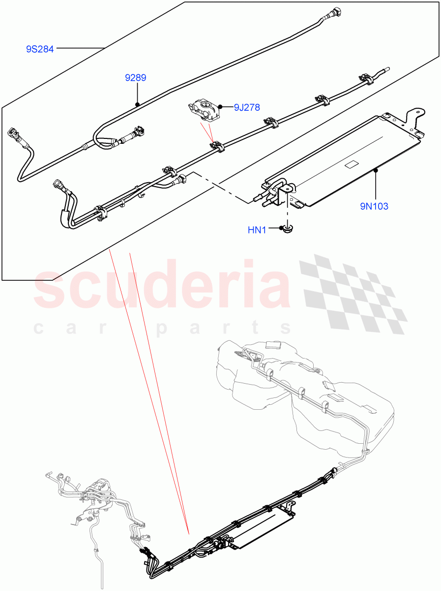 Fuel Lines (Rear) (2.0L AJ21D4 Diesel Mid, Diesel Fuel Cooler) ((V) FROMNA000001) of Land Rover Land Rover Range Rover Velar (2017+) [2.0 Turbo Diesel AJ21D4]
