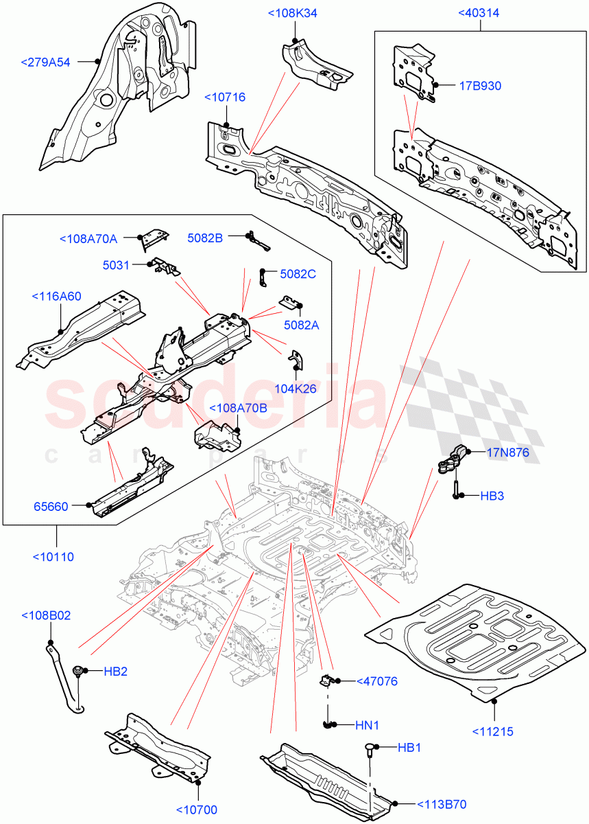 Floor Pan - Centre And Rear (Long Wheelbase) (Changsu (China)) of Land Rover Land Rover Range Rover Evoque (2019+) [2.0 Turbo Petrol AJ200P]