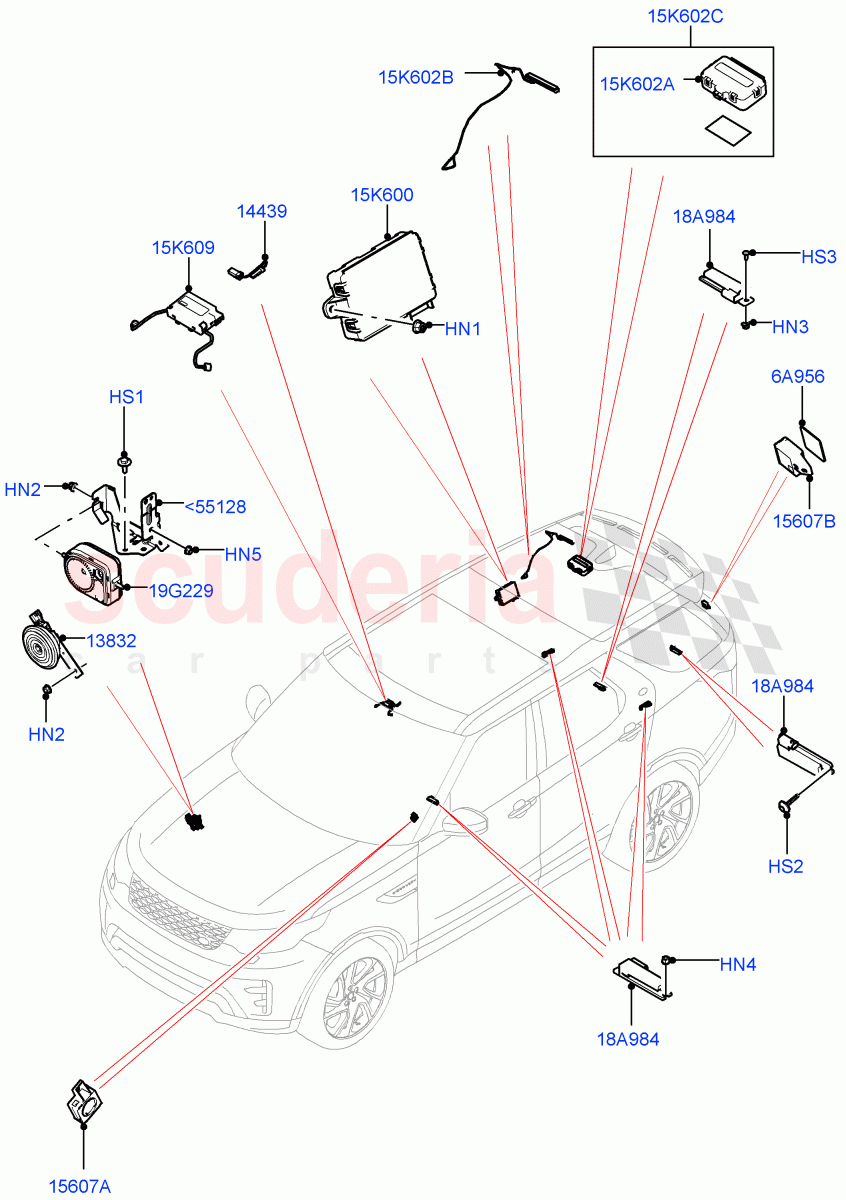 Anti-Theft Alarm Systems (Nitra Plant Build) ((V) FROMK2000001) of Land Rover Land Rover Discovery 5 (2017+) [3.0 Diesel 24V DOHC TC]