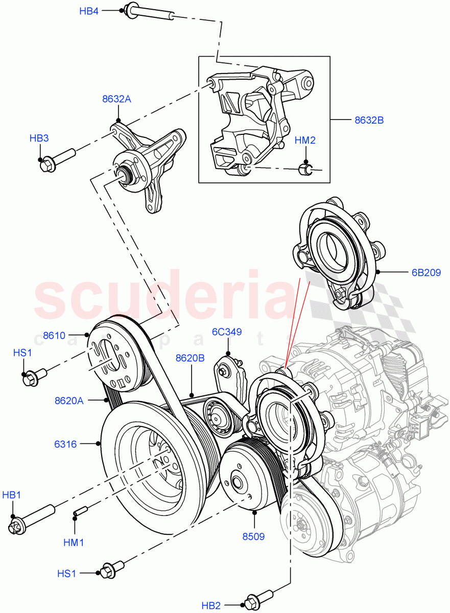 Pulleys And Drive Belts(3.0L AJ20P6 Petrol High)((V)FROMKA000001) of Land Rover Land Rover Range Rover (2012-2021) [3.0 I6 Turbo Petrol AJ20P6]